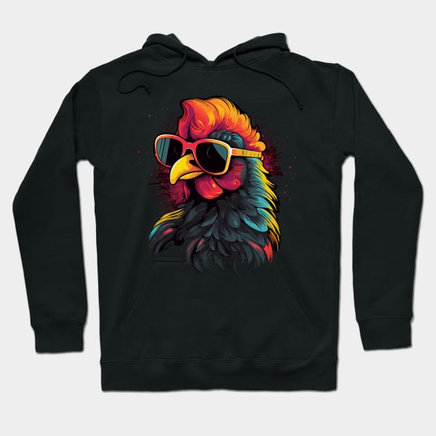 Pop Art Sunglasses Chicken Gifts Funny Chicken Hoodie by KsuAnn